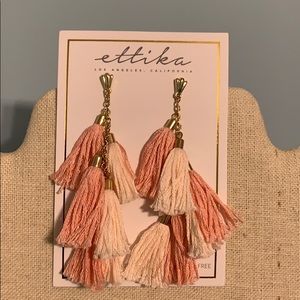 Ettika Dreamer Tassel Earrings in Peach and Gold